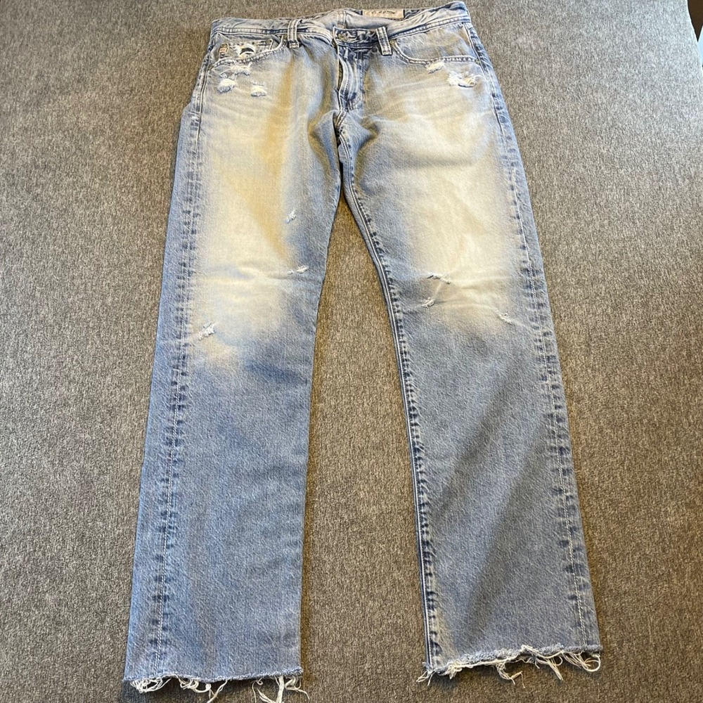 AG Adriano Goldschmied The Matchbox Slim Straight Distressed Denim Jeans 32x28